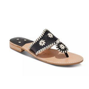 Jack Rogers / Jacks Leather Thong Sandals / Back + White / Size 7